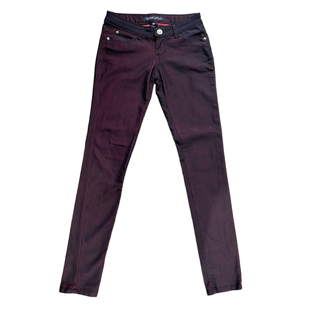 NWOT Women's CELEBRITY PINK Black / Red Iridescent Skinny Jeans Size 1